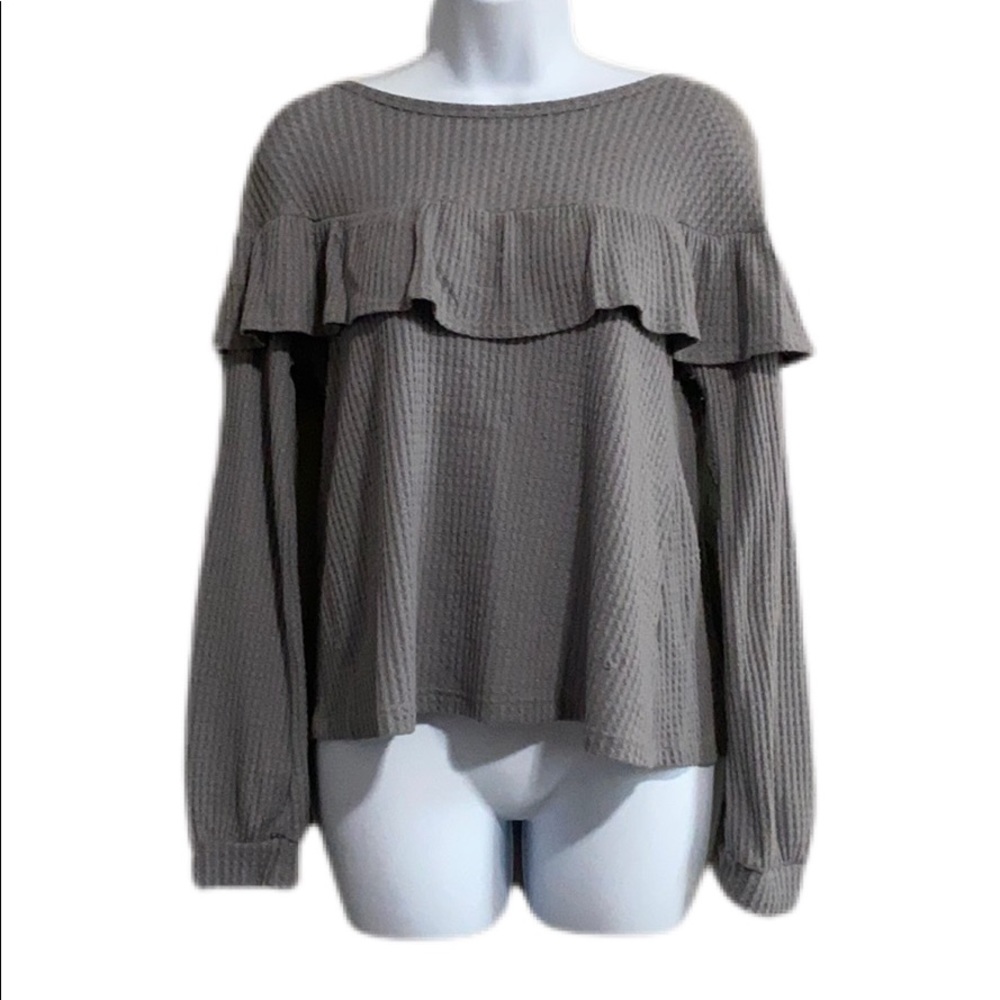 Everly Waffle Knit Ruffled Top